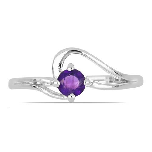 STERLING SILVER NATURAL AFRICAN AMETHYST GEMSTONE RING 